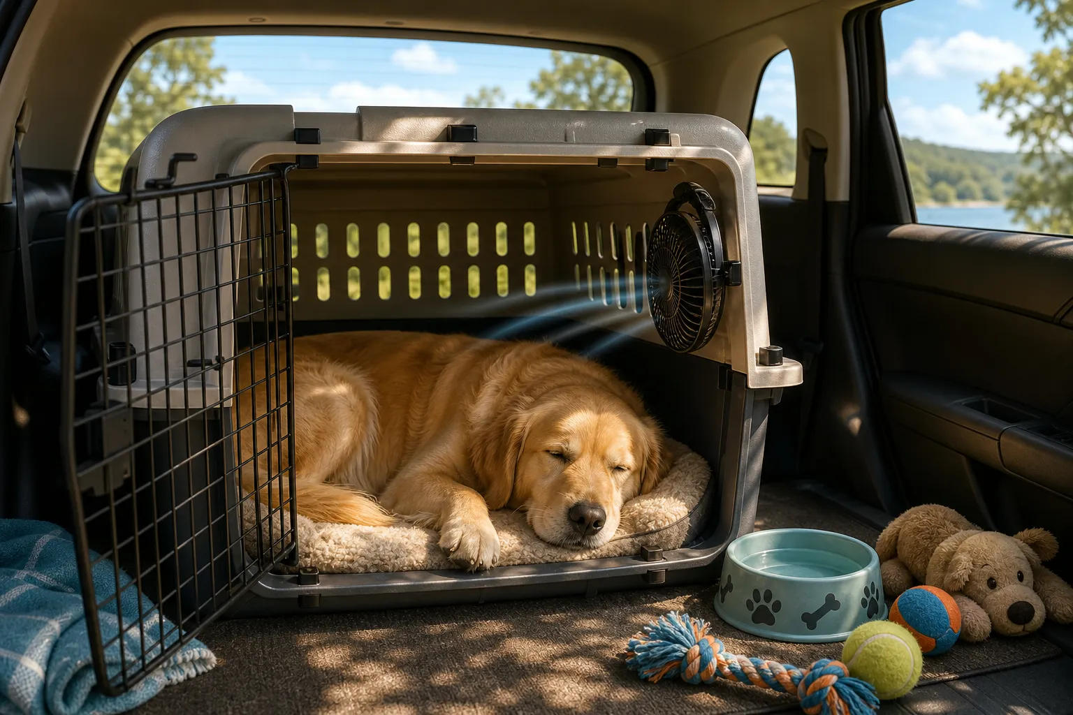 Håll din hund sval med burfläkt i sommarvärmen! illustration